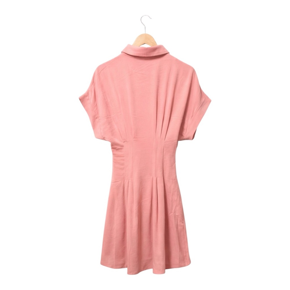 Entro Pink Fit & Flare Mini Dress Dolman Sleeve Button Front A-Line NWT Sz S - Picture 6 of 6
